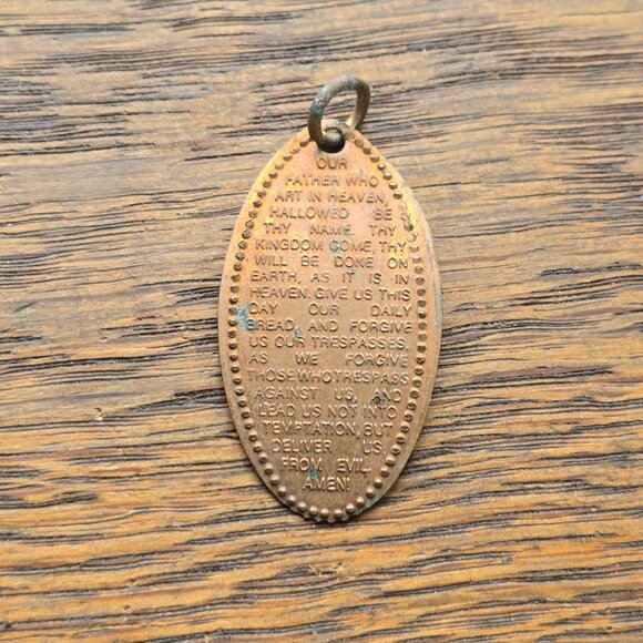 1970s squashed penny Lord's Prayer pendant (Gen X memorabilia) - Picture 3 of 6